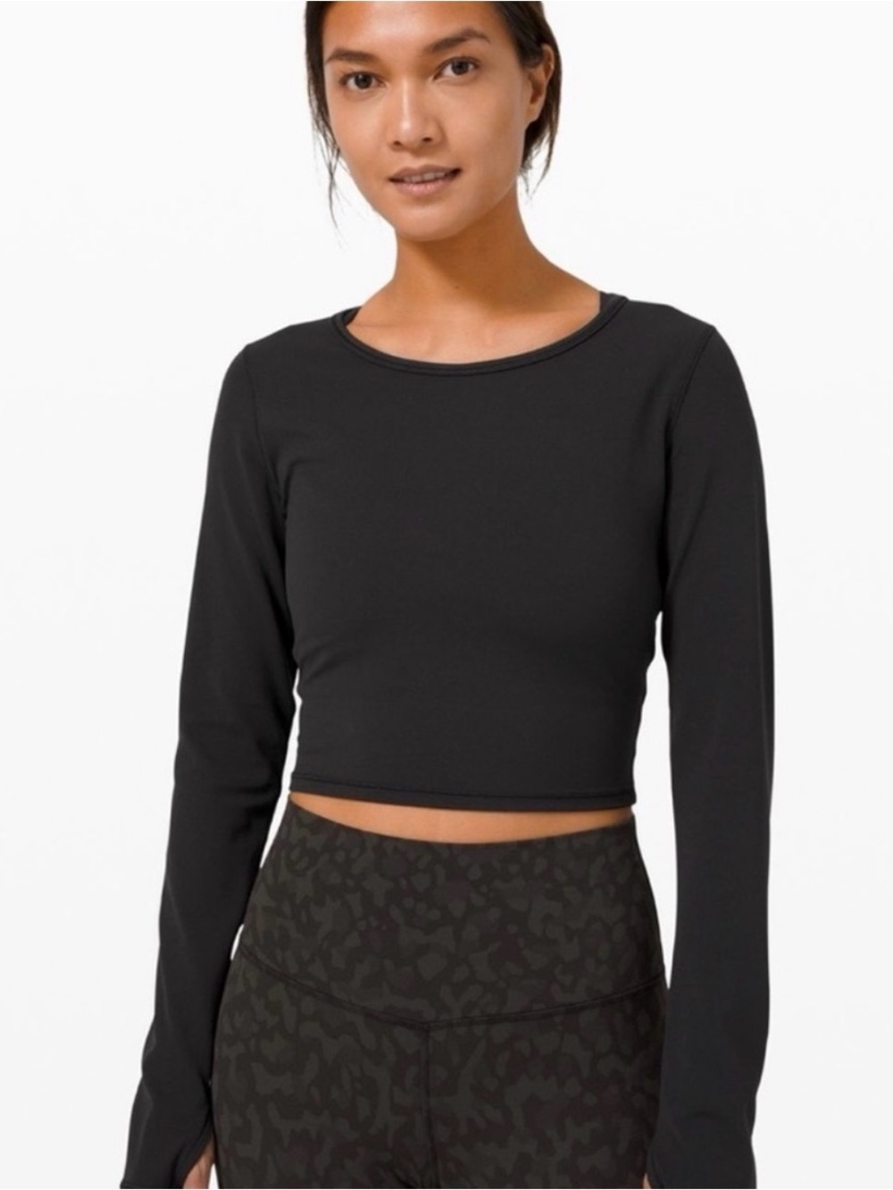 Lululemon Wunder Train Cropped Black Long Sleeve. Size: 6.
